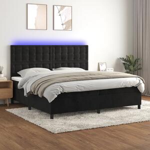 VidaXL Κρεβάτι Boxspring με Στρώμα & LED Μαύρο 200x200 εκ. Βελούδινο