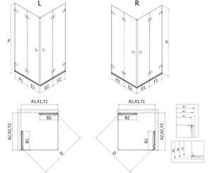 Mexen Lunar-F Διπλή αναδιπλούμενη καμπίνα ντους 70 x 70 cm, διάφανη, χρωμίου