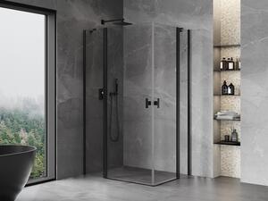 Mexen Mist Διπλή καμπίνα ντους ανοιγόμενη 90 x 70 εκ., διάφανη, μαύρη