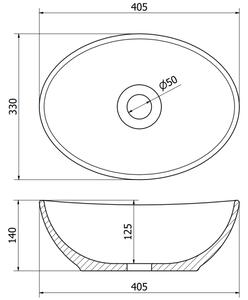 Mexen Elza επάνω πάγκου νιπτήρας 40 x 33 εκ., λευκός πέτρα - 21014091