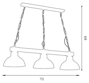 Πολύφωτο σε αλυσίδα HAKON 3xE27/60W/230V ανοιχτό