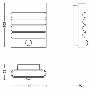 Philips 17274/93/16-LED Εξωτερικό φωτιστικό με αισθητήρα RACCOON 1xLED/3W/230V IP44