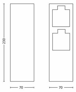 Philips 17108/47/46 - Στήλη υποδοχής πρίζας εξωτερικού χώρου MYGARDEN ROCK 230V IP44