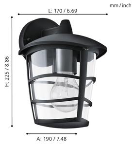 Eglo 93098 - Φως τοίχου εξωτερικού χώρου LED ALORIA 1xE27/8,5W/230V IP44