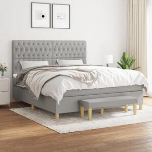 VidaXL Κρεβάτι Boxspring με Στρώμα Ανοιχτό Γκρι 180x200 εκ. Υφασμάτινο