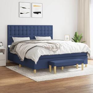 VidaXL Κρεβάτι Boxspring με Στρώμα Μπλε 180x200 εκ. Υφασμάτινο