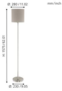 Eglo 95167 - Επιδαπέδια λάμπα PASTERI 1xE27/60W/230V