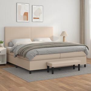 VidaXL Κρεβάτι Boxspring με Στρώμα Καπουτσίνο 200x200εκ.από Συνθ.Δέρμα