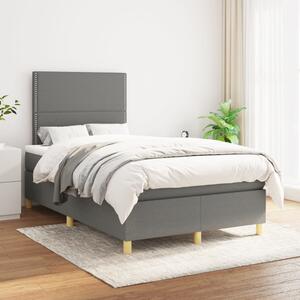 VidaXL Κρεβάτι Boxspring με Στρώμα Σκούρο Γκρι 120x200 εκ. Υφασμάτινο