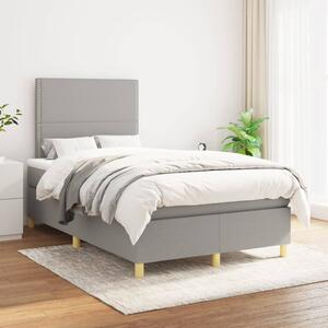 VidaXL Κρεβάτι Boxspring με Στρώμα Ανοιχτό Γκρι 120x200 εκ. Υφασμάτινο