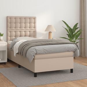 VidaXL Κρεβάτι Boxspring με Στρώμα Καπουτσίνο 100x200εκ.από Συνθ.Δέρμα