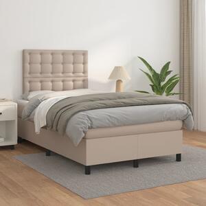 VidaXL Κρεβάτι Boxspring με Στρώμα Καπουτσίνο 120x200εκ.από Συνθ.Δέρμα