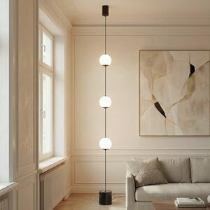 Lucande LED-Stehleuchte Darrow, μαύρο/οπαλίνα, γυαλί, ρυθμιζόμενο, ρυθμιζόμενος, Λευκό, Σαλόνι / τραπεζαρία, Γυαλί, σύγχρονο