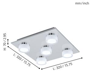 Eglo 96544- Φωτιστικό οροφής μπάνιου dimming LED ROMENDO 5xLED/7,2W/ IP44