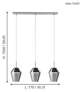 Eglo 96774 - Κρεμαστό φως MURMILLO 3xE27/28W/230V
