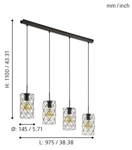 Eglo 97066 - Κρεμαστό φως ESTEVAU 4xE27/60W/230V