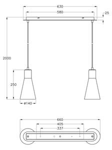 Fabas 2753/46/138 - Πολύφωτο σε σχοινί DIANA 2xE27/60W/230V