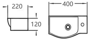 Mexen Hugo επιτραπέζιος νιπτήρας αριστερός 40 x 22 cm, λευκός - 21254000L