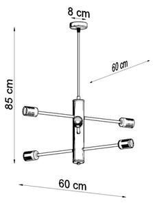 Πολύφωτο σε σχοινί DUOMO 6 6xE27/60W/230V μαύρο