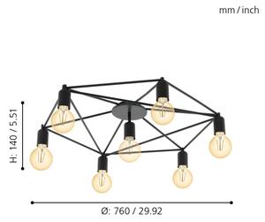 Eglo 97904 - Συνδεδεμένο πολύφωτο STAITI 7xE27/60W/230V μαύρο