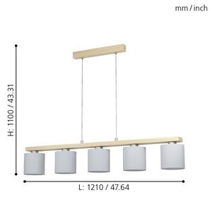 Eglo 98591 - Πολύφωτο σε σχοινί CASTRALVO 5xE27/28W/230V