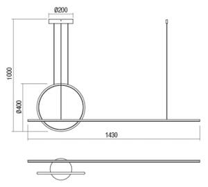 Redo 01-1735 - Led Dimmable κρεμαστό φωτιστικό οροφής GIOTTO LED/46W/230V μαύρο