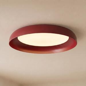 Lindby Φωτιστικό οροφής LED Florie, κόκκινο, μέταλλο, Ø 40 cm, Κόκκινο, Σαλόνι / τραπεζαρία, Πλαστικό, σύγχρονο