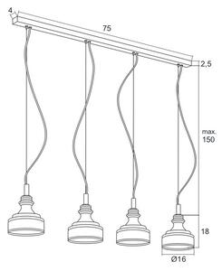 Argon 1650 - Πολύφωτο LED σε σχοινί TULUZA 4xLED/5W/230V