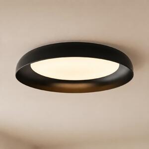 Lindby Φωτιστικό οροφής LED Florie, μαύρο, μέταλλο, Ø 40 cm, Μαύρο, Σαλόνι / τραπεζαρία, Πλαστικό, σύγχρονο