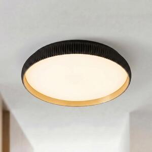 Lindby Φωτιστικό οροφής LED Jovian, μαύρο, Ø 40 εκ., CCT, με δυνατότητα, ρυθμιζόμενος, Μαύρο, Σαλόνι / τραπεζαρία, Πλαστικό, σύγχρονο