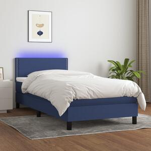 VidaXL Κρεβάτι Boxspring με Στρώμα & LED Μπλε 90x200 εκ. Υφασμάτινο