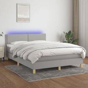 VidaXL Κρεβάτι Boxspring με Στρώμα & LED Αν.Γκρι 140x200 εκ Υφασμάτινο