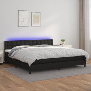 VidaXL Κρεβάτι Boxspring με Στρώμα & LED Μαύρο 200x200 εκ. Συνθ. Δέρμα