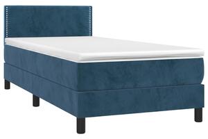 VidaXL Κρεβάτι Boxspring με Στρώμα Σκούρο Μπλε 90x200 εκ. Βελούδινο