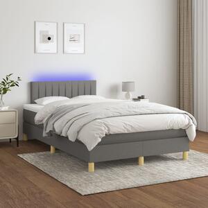 VidaXL Κρεβάτι Boxspring με Στρώμα & LED Σκ.Γκρι 120x200 εκ Υφασμάτινο