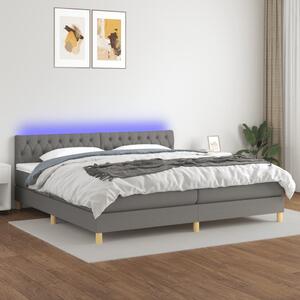 VidaXL Κρεβάτι Boxspring με Στρώμα & LED Σκ.Γκρι 200x200εκ. Υφασμάτινο