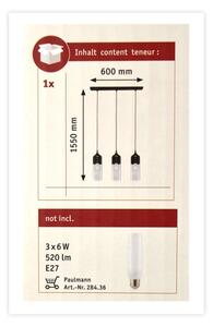 Paulmann 79642 - Πολύφωτο σε σχοινί NEORDIC 3xE27/60W/230V