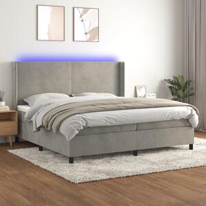 VidaXL Κρεβάτι Boxspring με Στρώμα & LED Αν.Γκρι 200x200 εκ. Βελούδινο