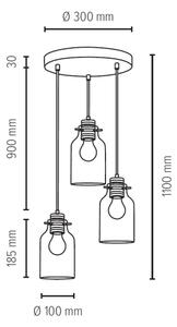 Spot-Light 1760374R - Πολύφωτο σε σχοινί ALESSANDRO 3xE27/60W/230V