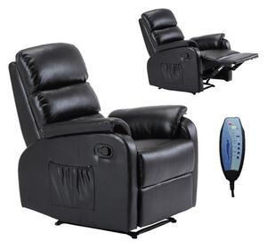 COMFORT Massage Πολυθρόνα Relax, Σαλονιού - Καθιστικού, PU Μαύρο