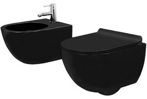 Λεκάνη τουαλέτας Carlo Mini Black Mat + Σετ μπιντέ Carlo Black
