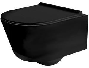 Επιτοίχια λεκάνη τουαλέτας Rea Porter Rimless Μαύρη