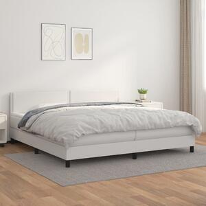 VidaXL Κρεβάτι Boxspring με Στρώμα Λευκό 200x200 εκ. Συνθετικό Δέρμα