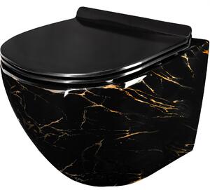 Carlos Rimless Marble Black Shiny επιτοίχια λεκάνη τουαλέτας