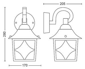 Philips 1747742PN - Φωτιστικό τοίχου εξωτερικού χώρου CAMBRIDGE 1xE27/60W/230V IP44