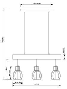 Globo 15326-3NB - Πολύφωτο με συρματόσχοινο MINA 3xE27/60W/230V