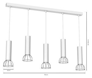 Πολύφωτο κρεμαστό ράγα DANTE 5xGU10/25W/230V λευκό/ γυαλιστερό χρώμιο