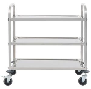 VidaXL Τρόλεϊ Κουζίνας με 3 Ράφια 95x45x83,5 εκ. από Ανοξείδωτο Ατσάλι