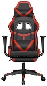 VidaXL Καρέκλα Gaming Μασάζ Υποπόδιο Μαύρο/Κόκκινο από Συνθετικό Δέρμα