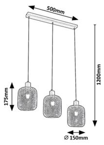 Rabalux 3132 - Κρεμαστό φωτιστικό οροφής ράγα GRENDEL 3xE27/60W/230V